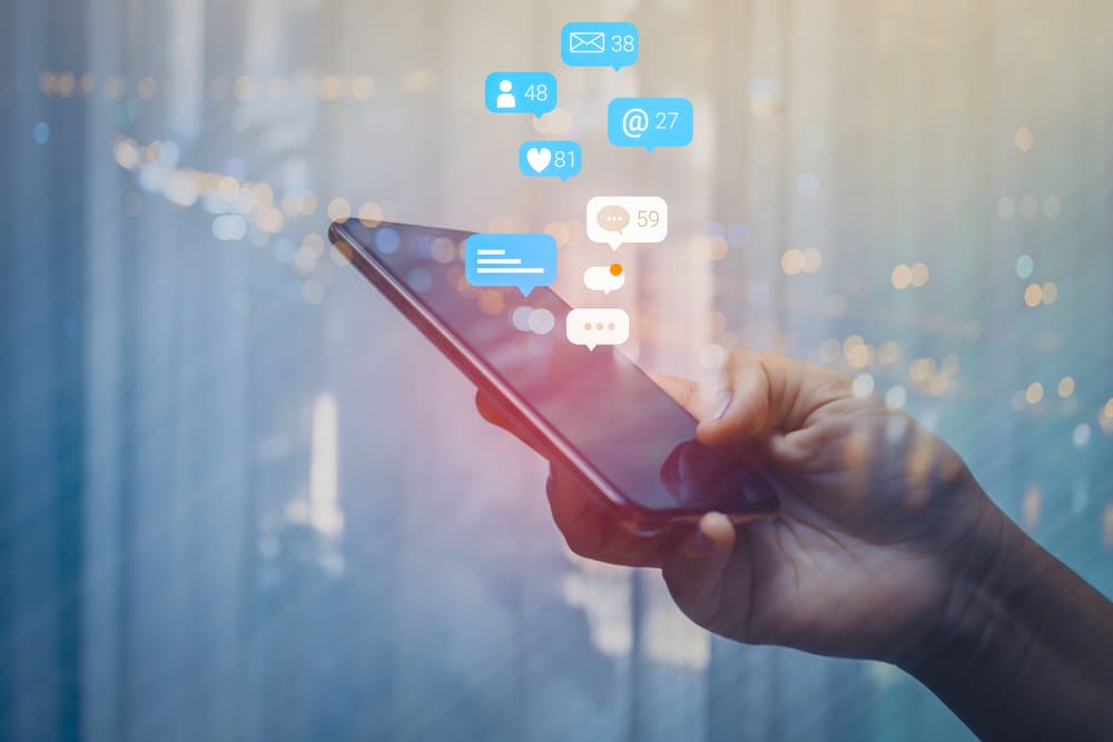 person searching on their cell phone