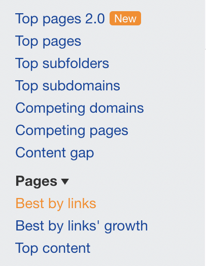 best by links tab in ahrefs backend