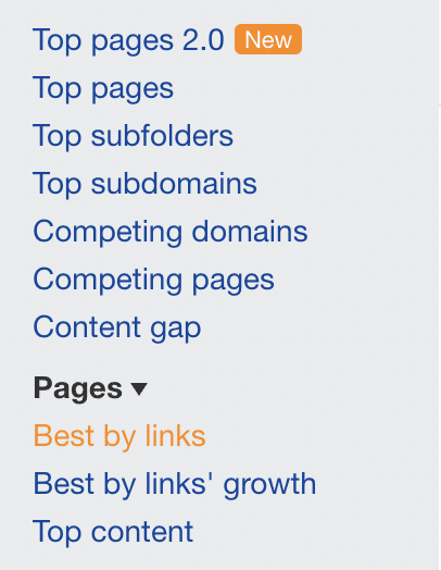 best by links tab in ahrefs backend
