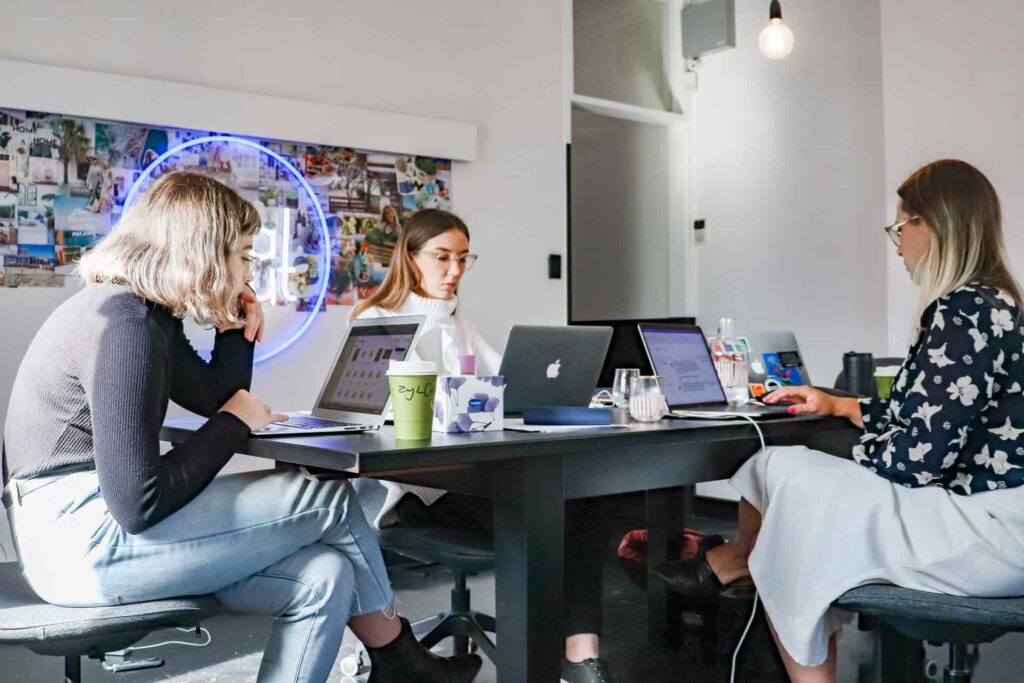group of women working