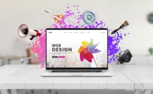 laptop with website redesign on the screen