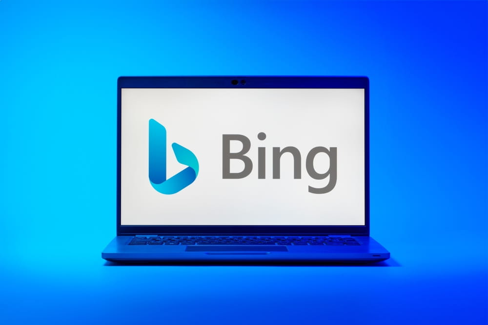 bing logo on laptop screen