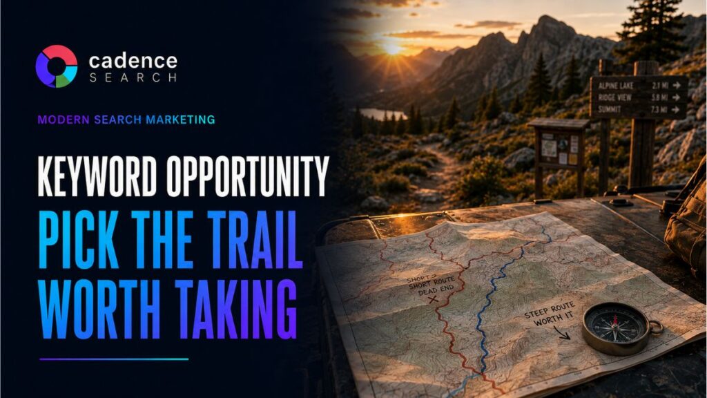 Topographic map and compass representing keyword opportunity and search marketing strategy