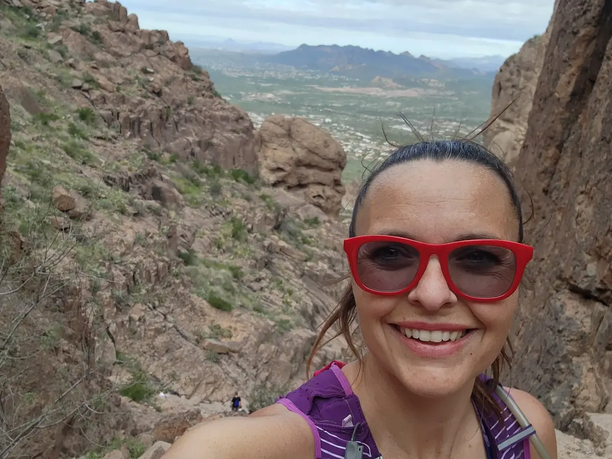 Cadence SEO team member on a rocky mountain trail