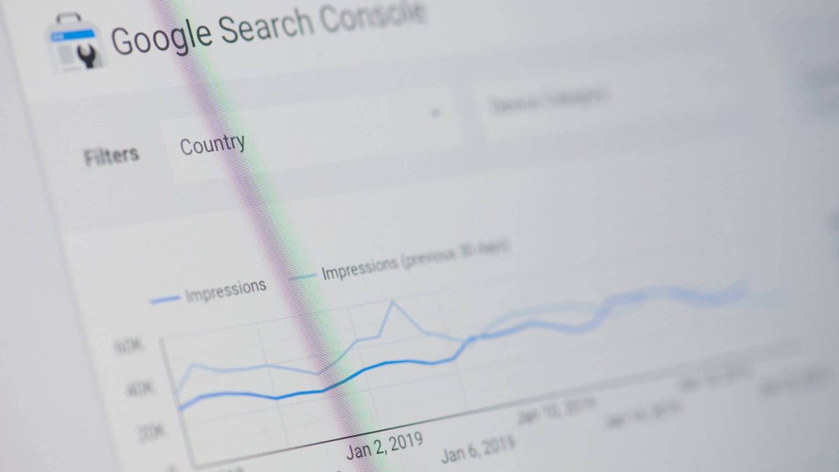 Google search console menu on device screen pixelated close up view